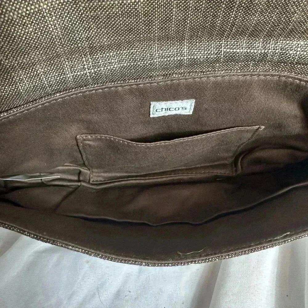 Chico’s bag linen bag with embellishments on the front chain strap - Picture 8 of 10